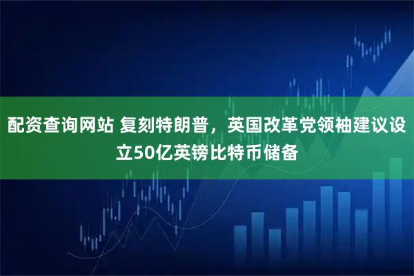 配资查询网站 复刻特朗普,英国改革党领袖建议设立50亿英镑比特币储备